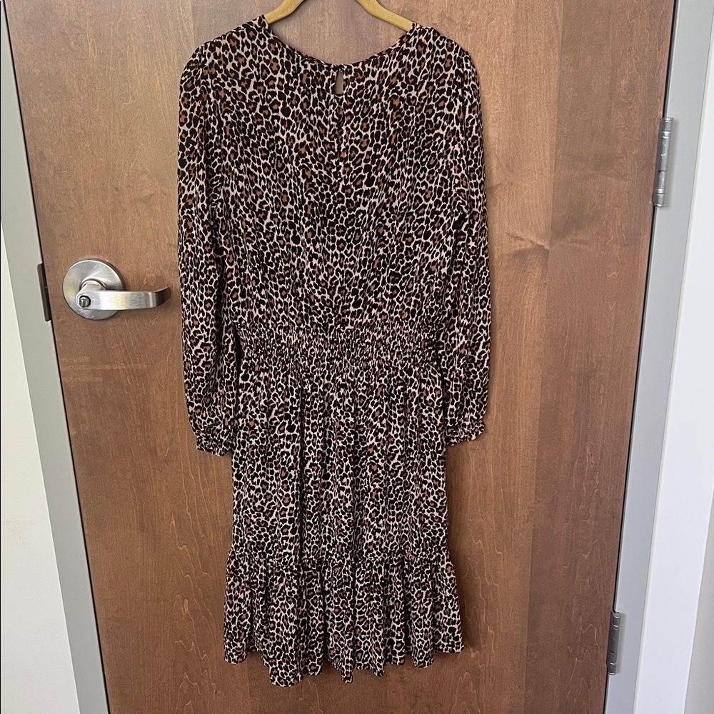 🐆 J.Crew Leopard Print Tiered Dress – Size Small 🖤 - Picture 6 of 11